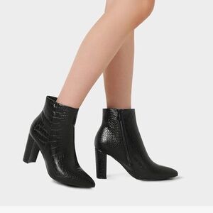 Chunky Heel Ankle Booties Pointed Toe
